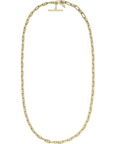Fossil Stainless Steel Gold-tone Heritage Small Anchor Chain Necklace - Metallic