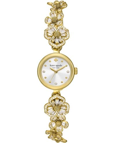 Kate Spade Monroe Floral Gold-tone Stainless Steel Bracelet Watch - Metallic
