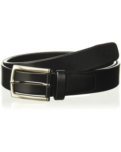 Perry Ellis Tubular Leather Dress Belt - Black