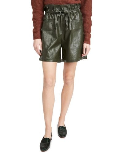 Kendall + Kylie Kendall + Kylie Vegan Leather Paperbag Shorts - Green