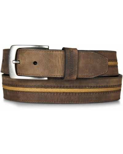 Wolverine Leather Belt With Canvas/cotton Inlay - Brown