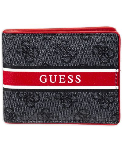 Guess Leather Slim Bifold Wallet - Red