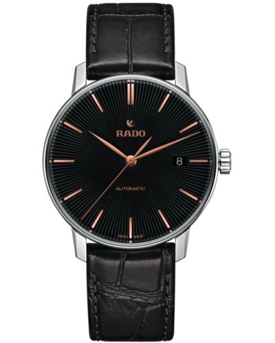Rado Coupole Automatic Male With Black Dial And Date Display With Leather Strap And Swiss Automatic Movement