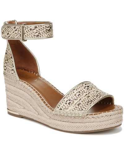Franco Sarto S Clemens Jute Wrapped Espadrille Wedge Sandals Natural Multi Woven 5.5m - Metallic