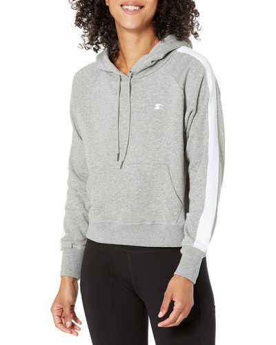 Starter Pullover Hoodie With Logo Stripe - Gray