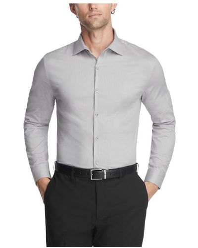 Kenneth Cole Dress Shirt Slim Fit Techni-cole Stretch - Gray