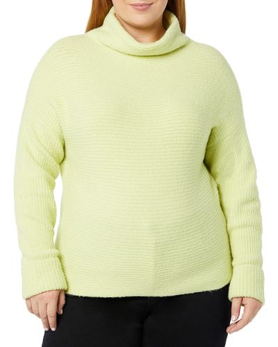 Daily Ritual Cozy Boucle Horizontal Knit Long-sleeve Mock Neck Sweater - Yellow