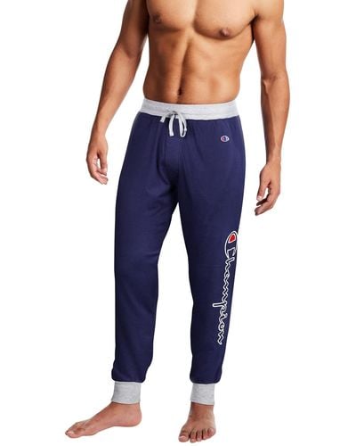 Champion Mens Sleep Rib Cuff Jogger Pant Pajama Bottom - Blue