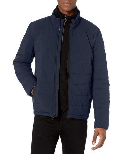 DKNY Jon Quilted Stand Collar Puffer Jacket - Blue