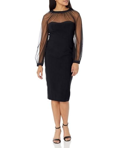 Maggy London Size Illusion Dress Occasion Event Party Holiday Cocktail Guest Of Wedding - Black