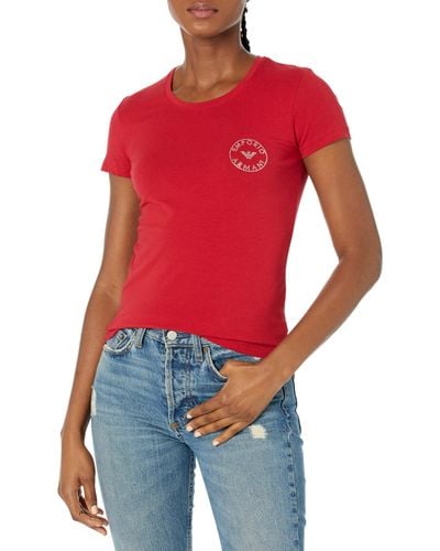 Emporio Armani Essential Studs Logo Short Sleeve Crew Neck T-shirt Slim Fit - Red