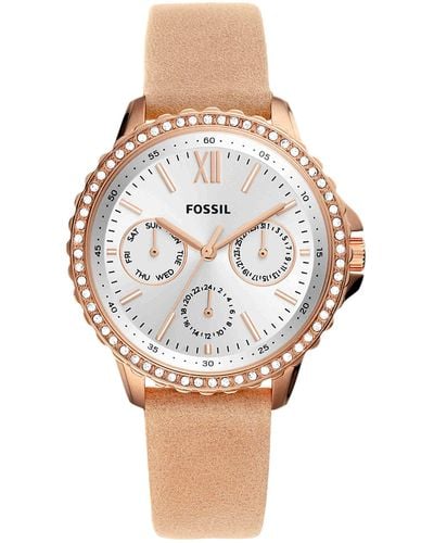 Fossil Analog Quarz Uhr mit Leder Armband ES4888 - Pink