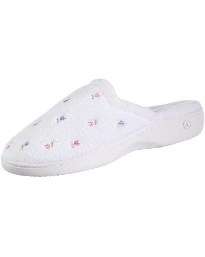 Isotoner Classic Terry Clog Slippers Slip On - White