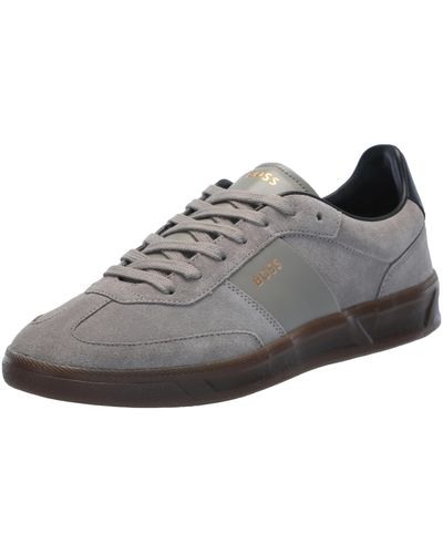 BOSS Suede Leather Block Low Profile Sneakers - Brown