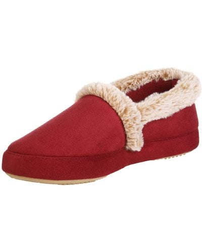 Isotoner Memory Foam Microsuede A Line Eco Comfort Recycled Slippers - Red