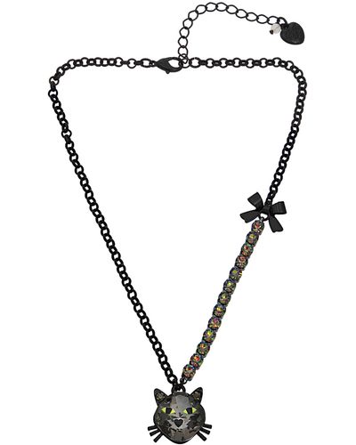 Betsey Johnson Halloween Cat Pendant Necklace - Metallic