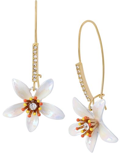 Betsey Johnson Flower Dangle Earrings - Metallic