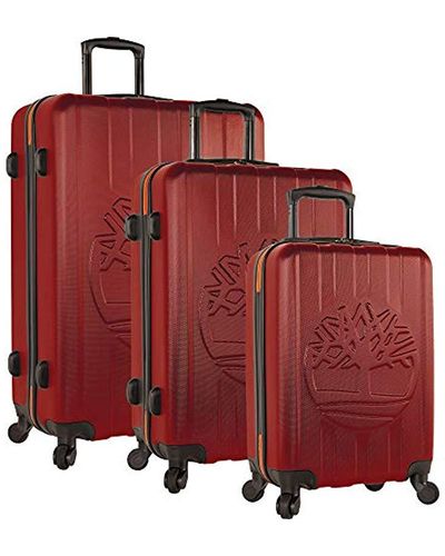 Timberland 3 Piece Hardside Spinner Luggage Set - Red