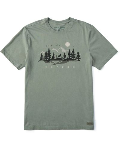 Life Is Good. Fish More Worry Less Hooks And Tackle Short Sleeve Crusher Tee - Green