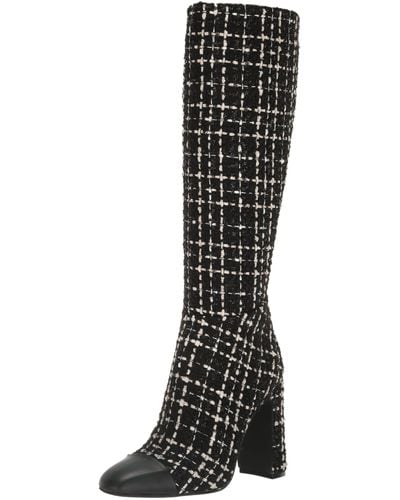 Steve Madden Ally Wide-calf Cap-toe Knee High Block-heel Dress Boots - Black