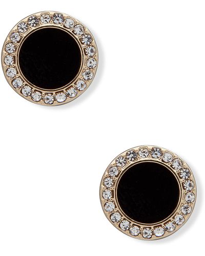 DKNY Tone Stone & Crystal Halo Stud Earrings - Sparkling Gold Earrings - Beautiful - Black