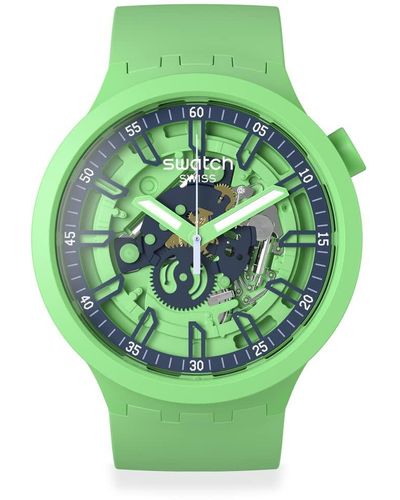 Swatch Big Bold Standard Fresh Orange Quartz Watch - Green