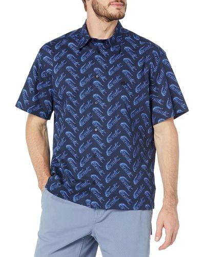 Lacoste Short Sleeve Relaxed Fit Button-down Shirt - Blue