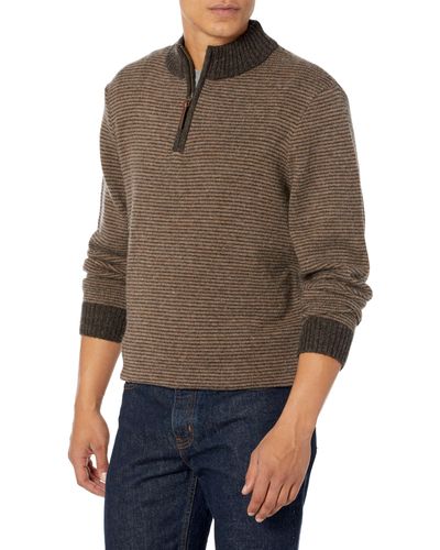 Pendleton Shetland Wool Half Zip Sweater - Brown