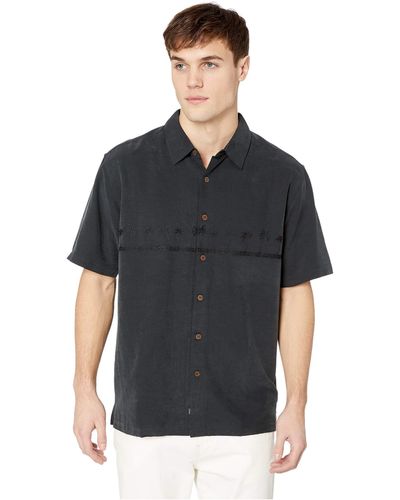 Quiksilver Tahiti Palms 4 Button Up Woven Top Shirt - Black