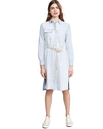 AG Jeans Womens Taylor Long Sleeve Cotton Shirt Casual Dress - Blue