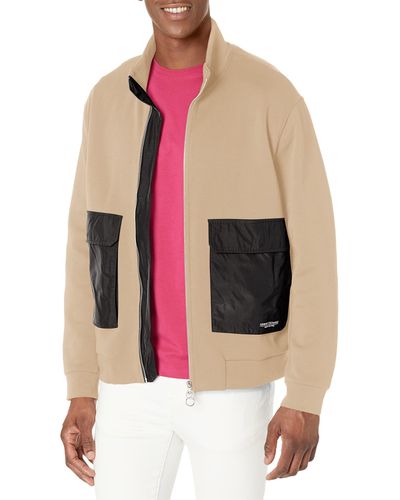 Emporio Armani A|x Armani Exchange Mens Nylon Logo Patch Pocket Zip Track Sweatshirt - Pink