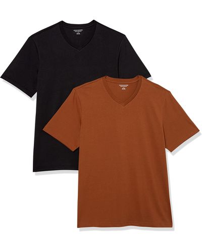 Amazon Essentials Regular-fit Short-sleeve V-neck T-shirt - Brown