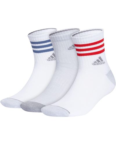 adidas 3-stripe High Quarter Socks With Arch Compression - White