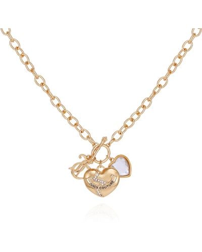 JUICY COUTURE Necklace 6 Crystal Station Charms & 1 Heart NEW in BOX  Retired $98