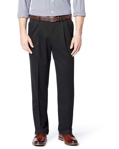 Dockers Relaxed Fit Comfort Khaki Pants-pleated - Black