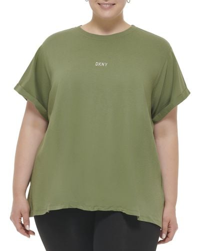 DKNY Plus Size Summer Tops Short Sleeve T-shirt - Green