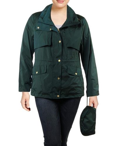 Cole Haan Short Packable Rain Jacket - Green