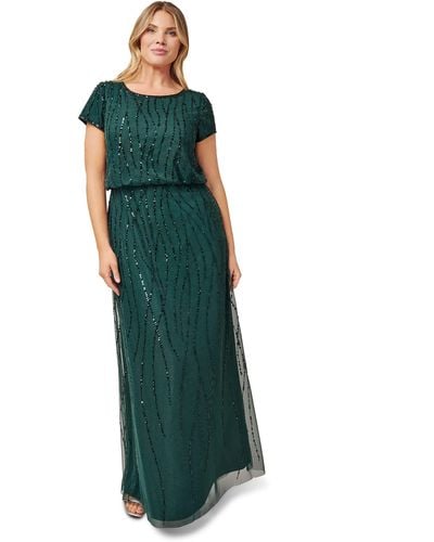 Adrianna Papell Beaded Blouson Gown - Green