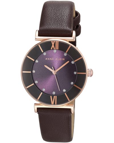 Anne Klein Glitter Accented Strap Watch - Purple