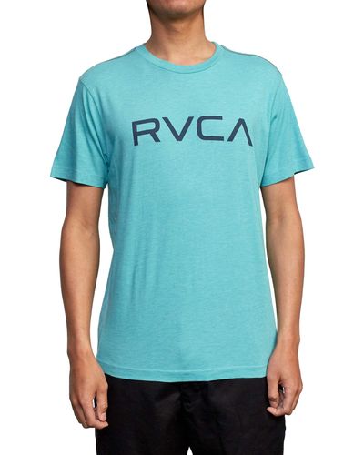 RVCA Mens Premium Red Stitch Short Sleeve Graphic Tee T Shirt - Blue