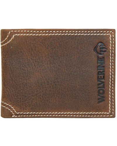 Wolverine Rancher Leather Passcase Bifold Wallet With Rfid Blocking - Brown