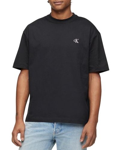 Calvin Klein Relaxed Fit Monogram Logo Crewneck T-shirt - Black