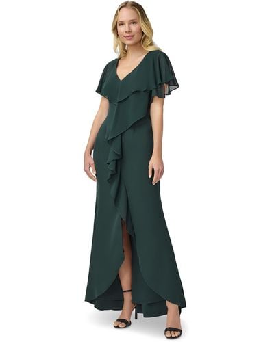 Adrianna Papell Crepe Chiffon Gown - Green