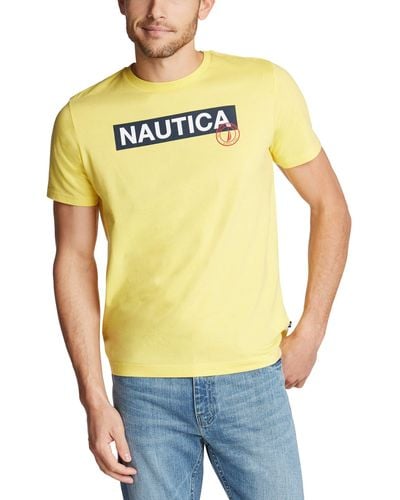 Nautica Short Sleeve 100% Cotton Classic Logo Series Graphic-tee - Yellow