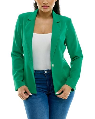 Nanette Lepore Fully Lined One Button Blazer With Inner Beauty Binding Print - Green