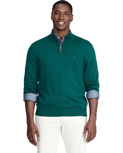Izod Premium Essentials Quarter Zip Solid 12 Gauge Sweater - Green