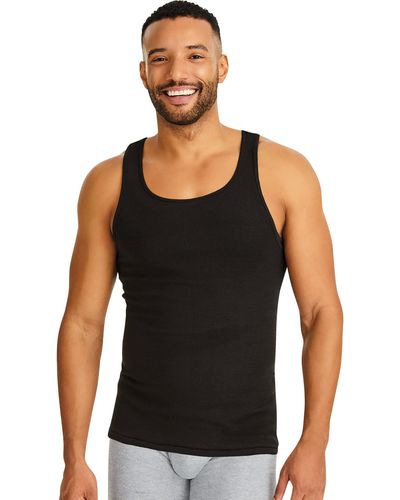 Hanes Ultimate Dyed Tank Gray - Black