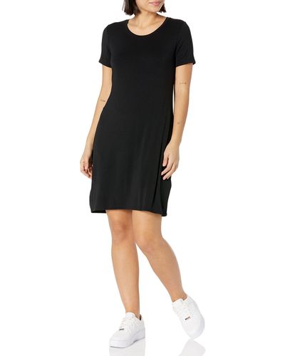 Daily Ritual Jersey Standard-fit Short-sleeve Scoopneck T-shirt Dress - Black