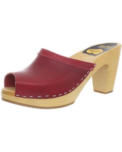 Swedish Hasbeens Grease Clog Sandal - Red