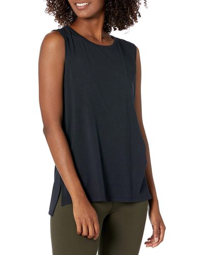 Amazon Essentials Core 10 Zachte Pima Katoen Stretch Volledige Dekking Yoga Mouwloos Tank Shirt - Zwart